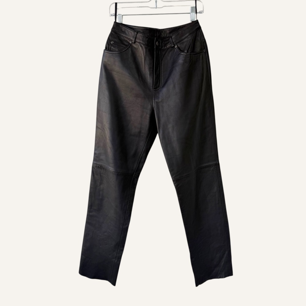 Colebrook & Co. Sienna Studio Deep Chocolate Brown Straight Leg Leather‎ Pants